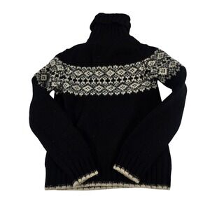 Gap Womens Black Fair Isle Lambswool Turtleneck Sweater Vintage 303025 S
